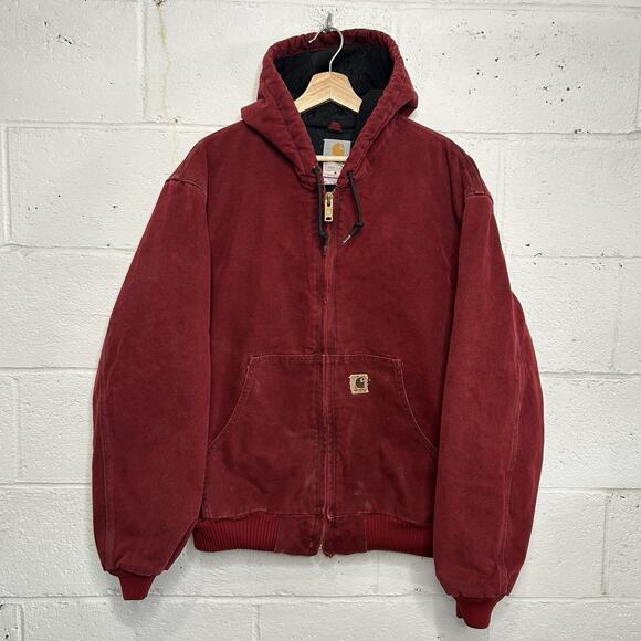 Vintage Carhartt Hooded Active Jacket “Crimson Red” J130 CRI